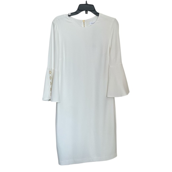 Calvin Klein Off White Dress with flared sleeves sz 6 - Picture 1 of 6
